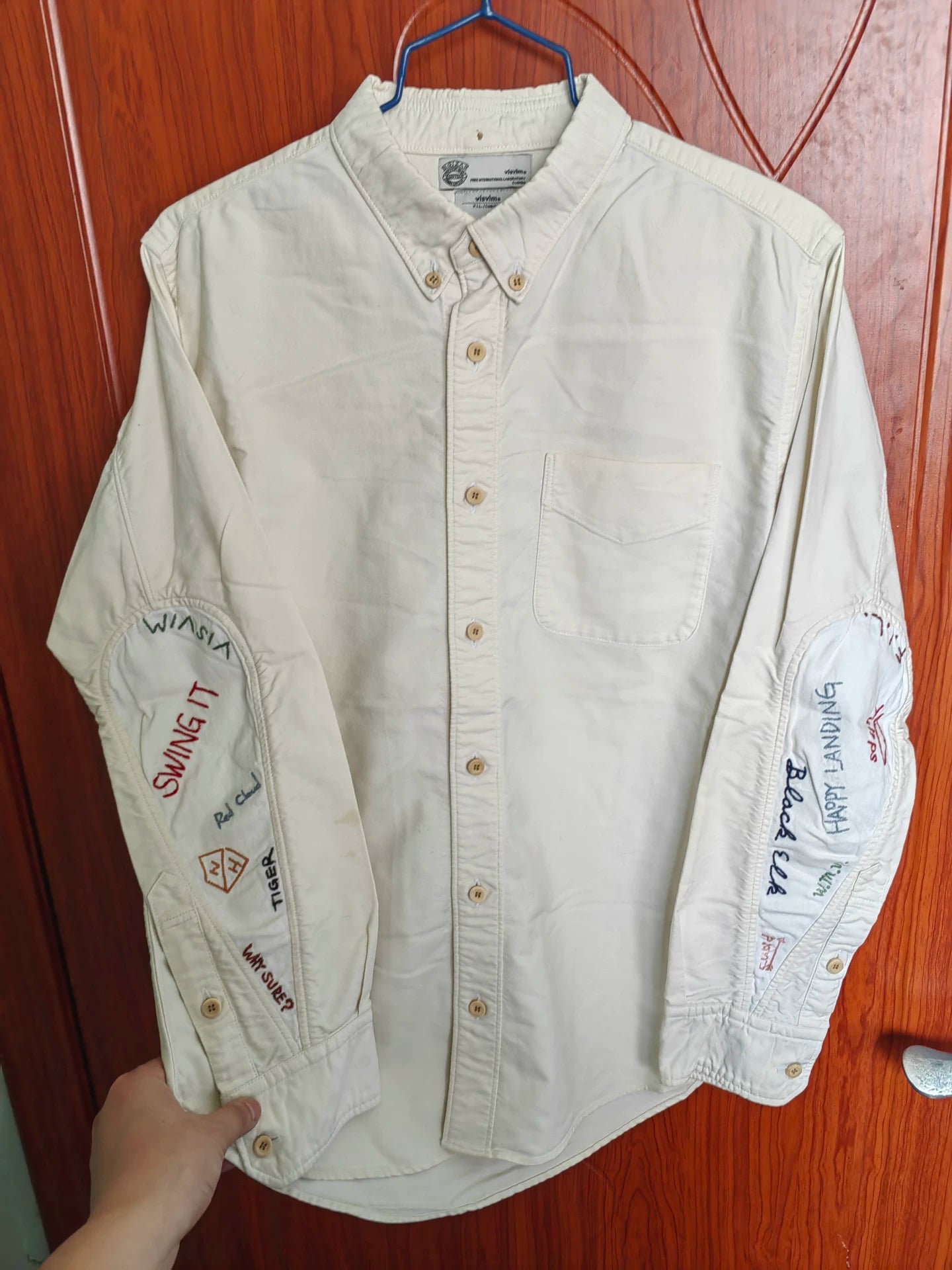 visvim drip sleeve patch shirt