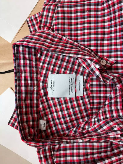 visvim red plaid shirt