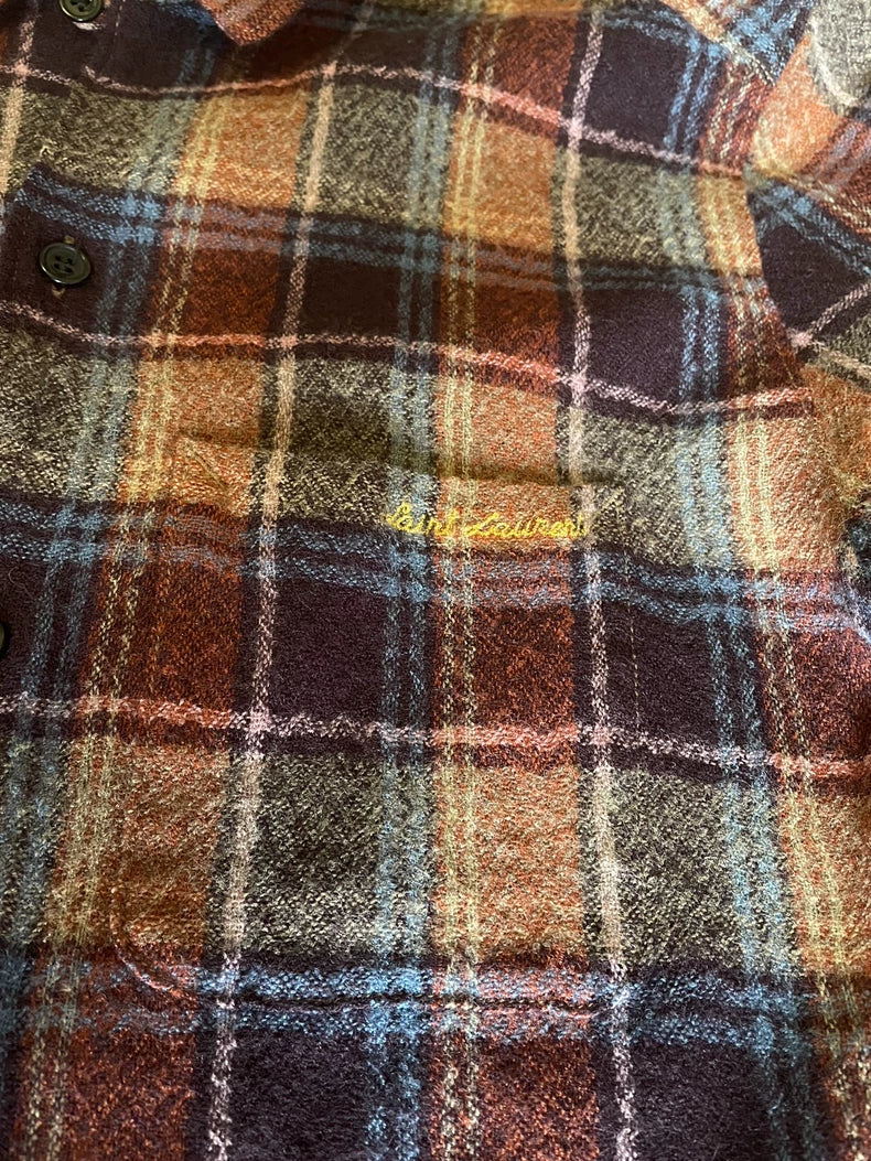 Saint Laurent Wool Short Sleeve Plaid Polo-yf