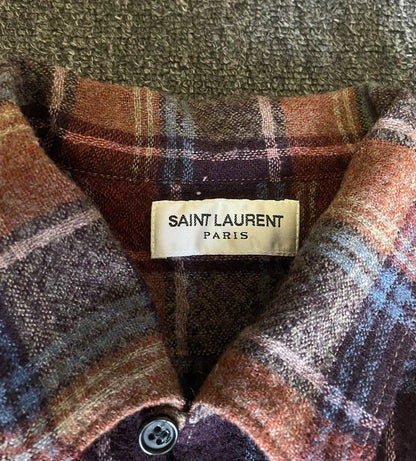 Saint Laurent Wool Short Sleeve Plaid Polo-yf