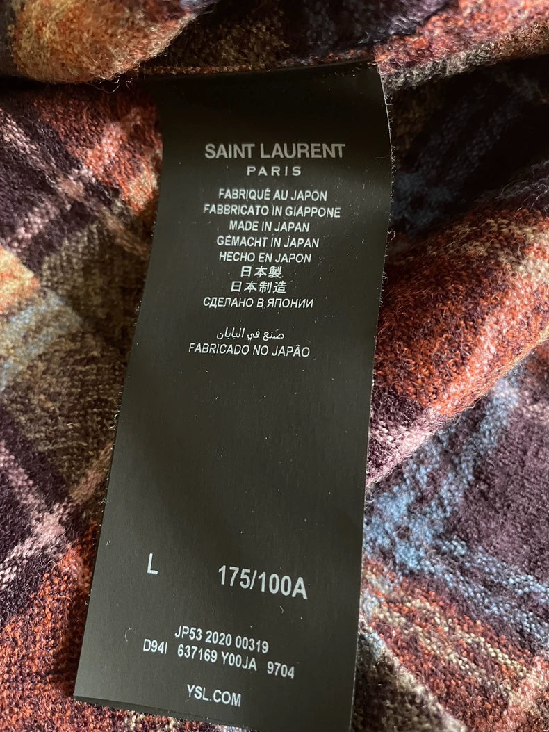 Saint Laurent Wool Short Sleeve Plaid Polo-yf