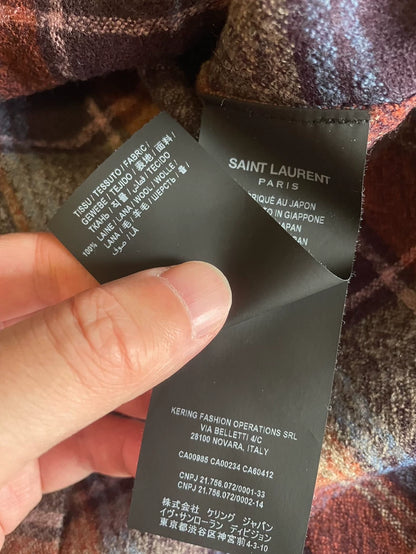 Saint Laurent Wool Short Sleeve Plaid Polo-yf