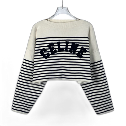 Color Blocked Striped Knit Sweater