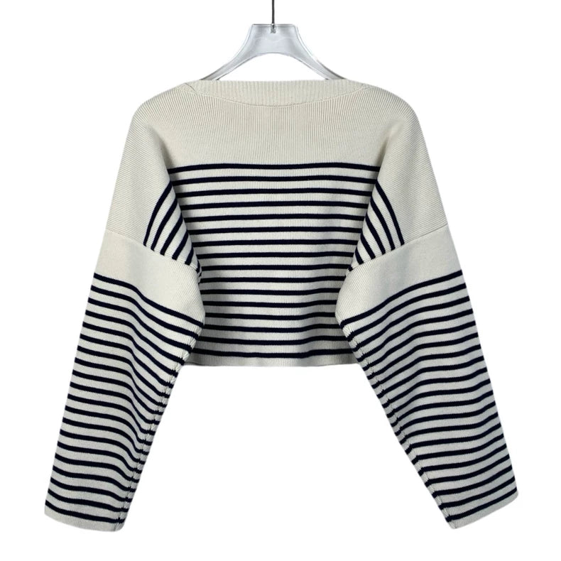 Color Blocked Striped Knit Sweater