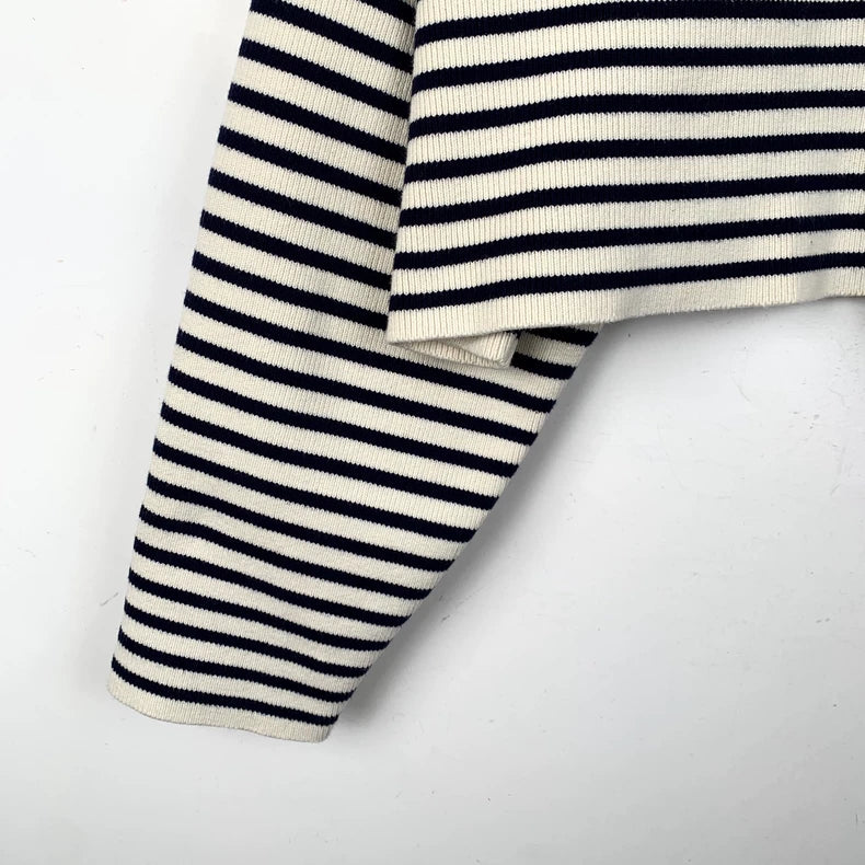 Color Blocked Striped Knit Sweater