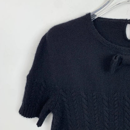 Chanel Black Bow Knit Short Sleeve Top