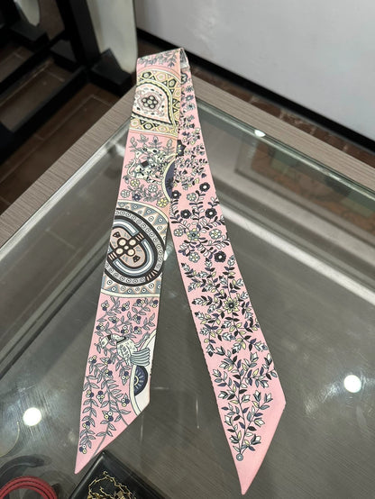 Hermes Pink Twilly Silk Ribbon