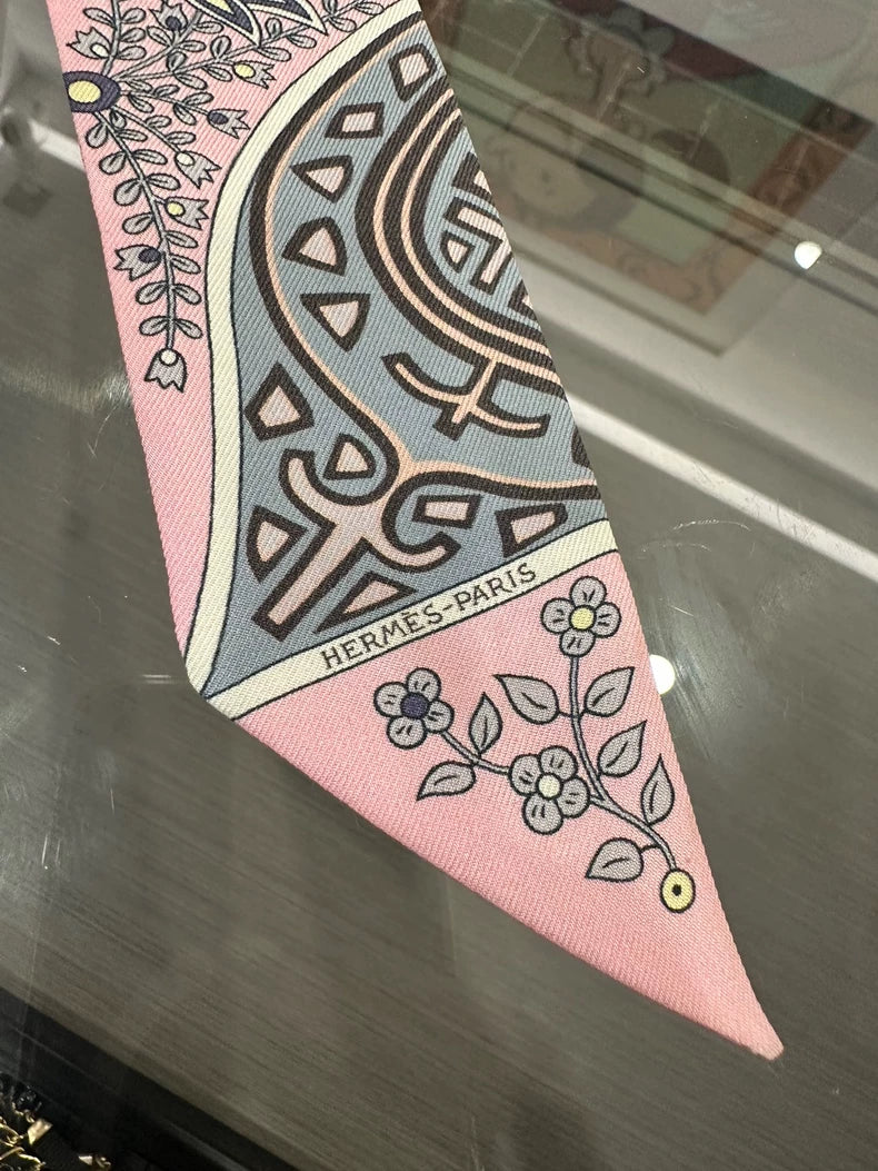 Hermes Pink Twilly Silk Ribbon