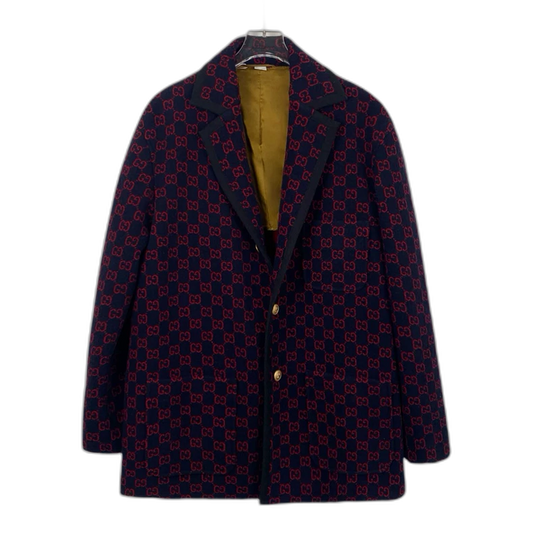 Gucci Logo Wool Blazer with Single Button
