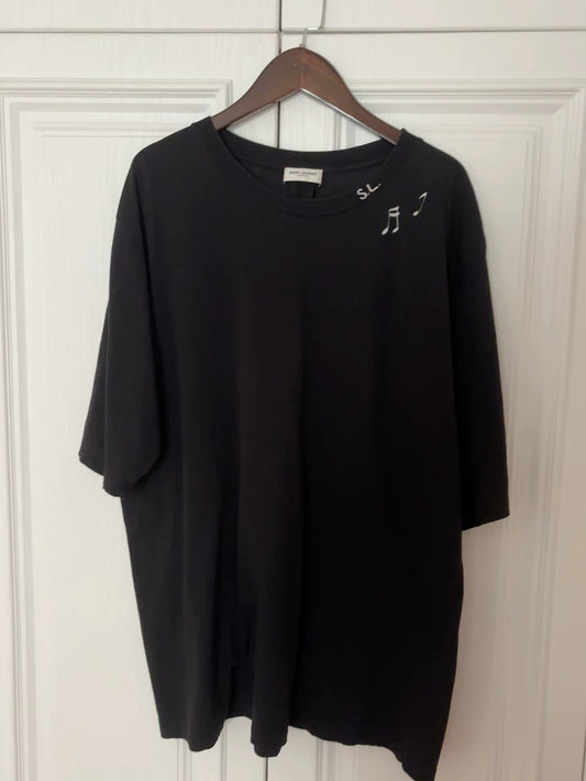 Saint Laurent Black Music Note Short Sleeve T-Shirt