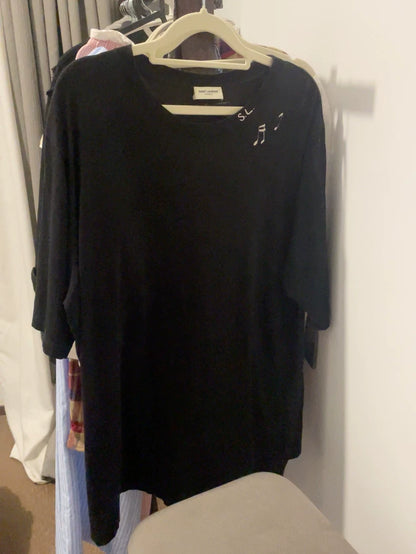 Saint Laurent Black Music Note Short Sleeve T-Shirt