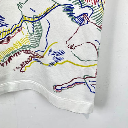 Hermes White Horse Print Cotton T-Shirt
