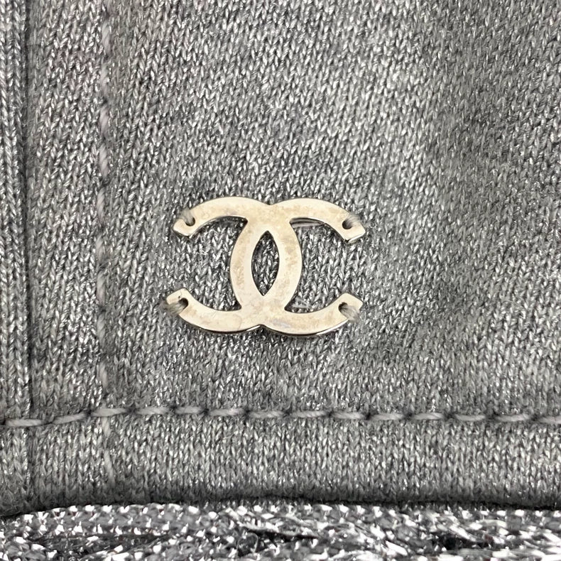 Chanel Gray Knit Cardigan with Chain Detail