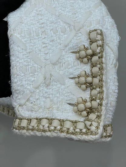 Chanel White Boucle Jacket