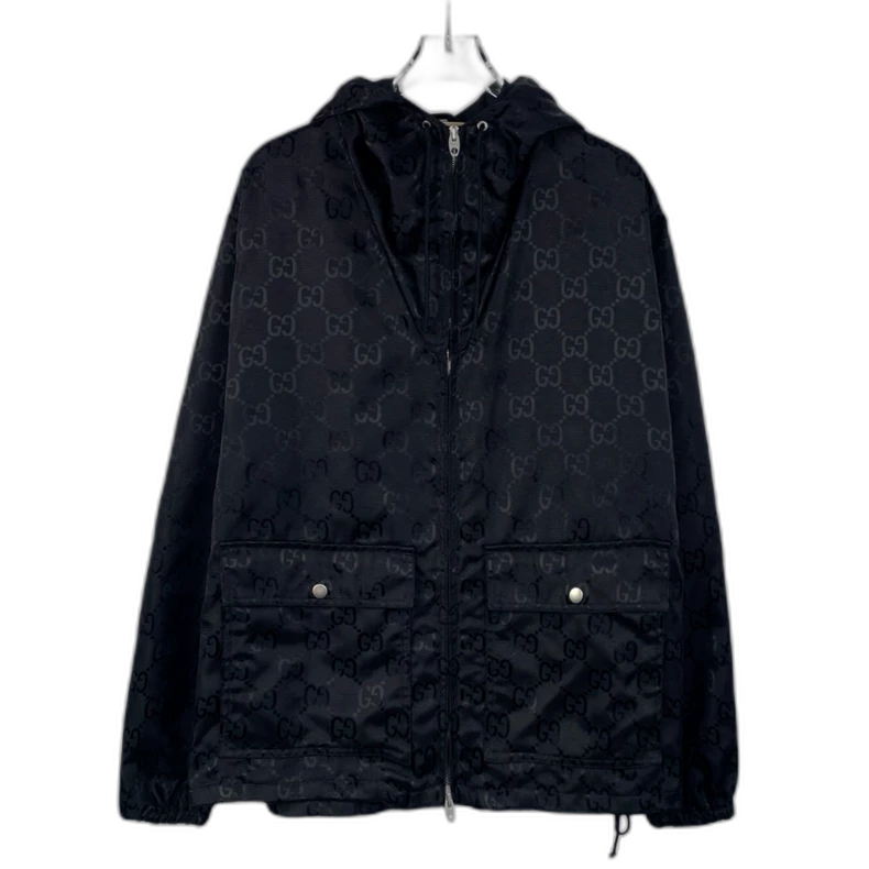 Gucci Logo Hooded Jacket in Navy