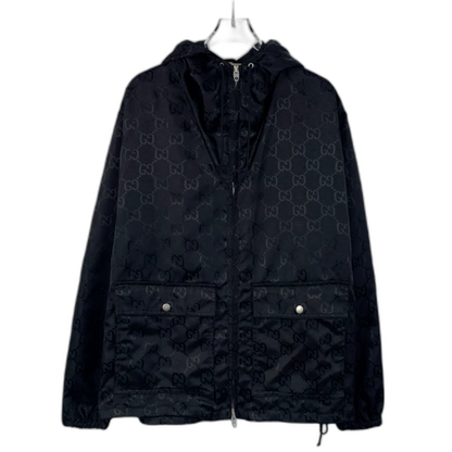 Gucci Logo Hooded Jacket in Navy
