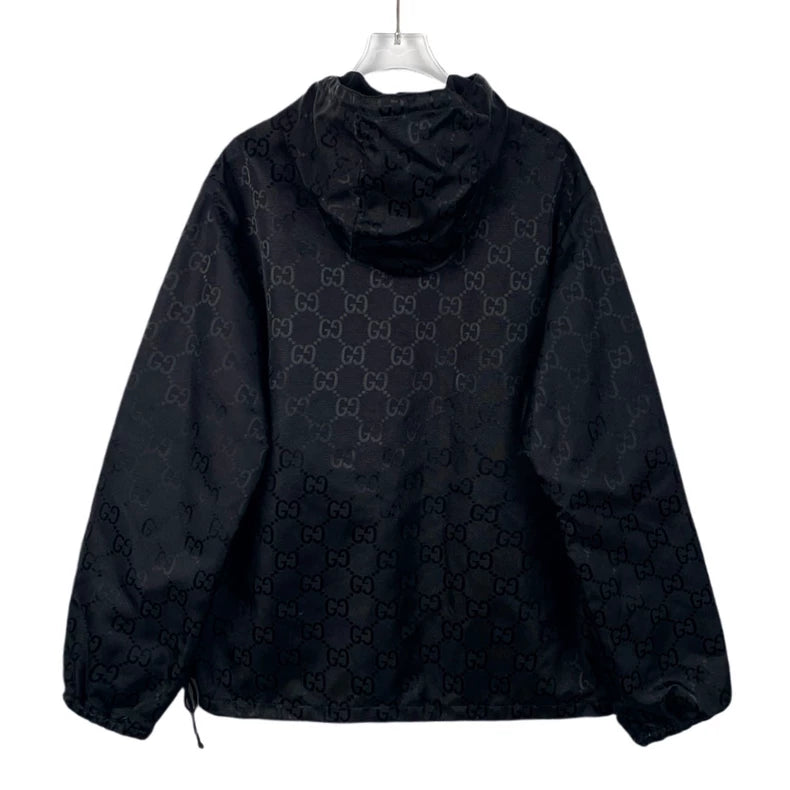 Gucci Logo Hooded Jacket in Navy