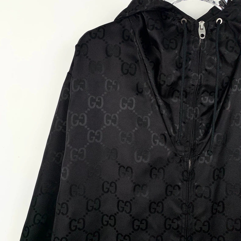 Gucci Logo Hooded Jacket in Navy