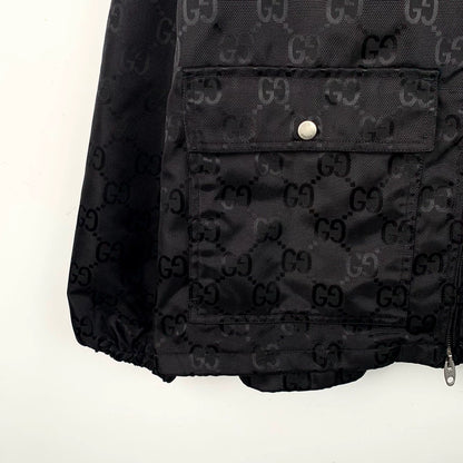 Gucci Logo Hooded Jacket in Navy