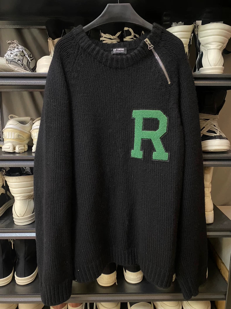 Raf Simons Flocked Logo Black Sweater-yf