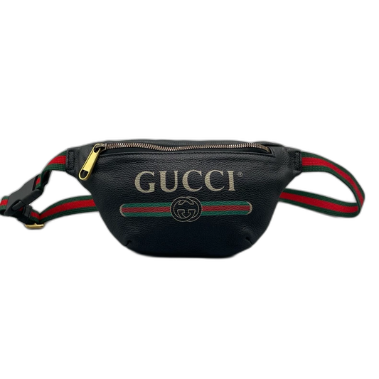 Gucci Logo Print Leather Fanny Pack