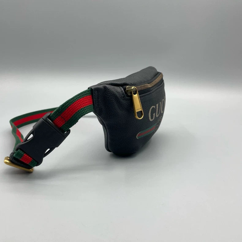 Gucci Logo Print Leather Fanny Pack