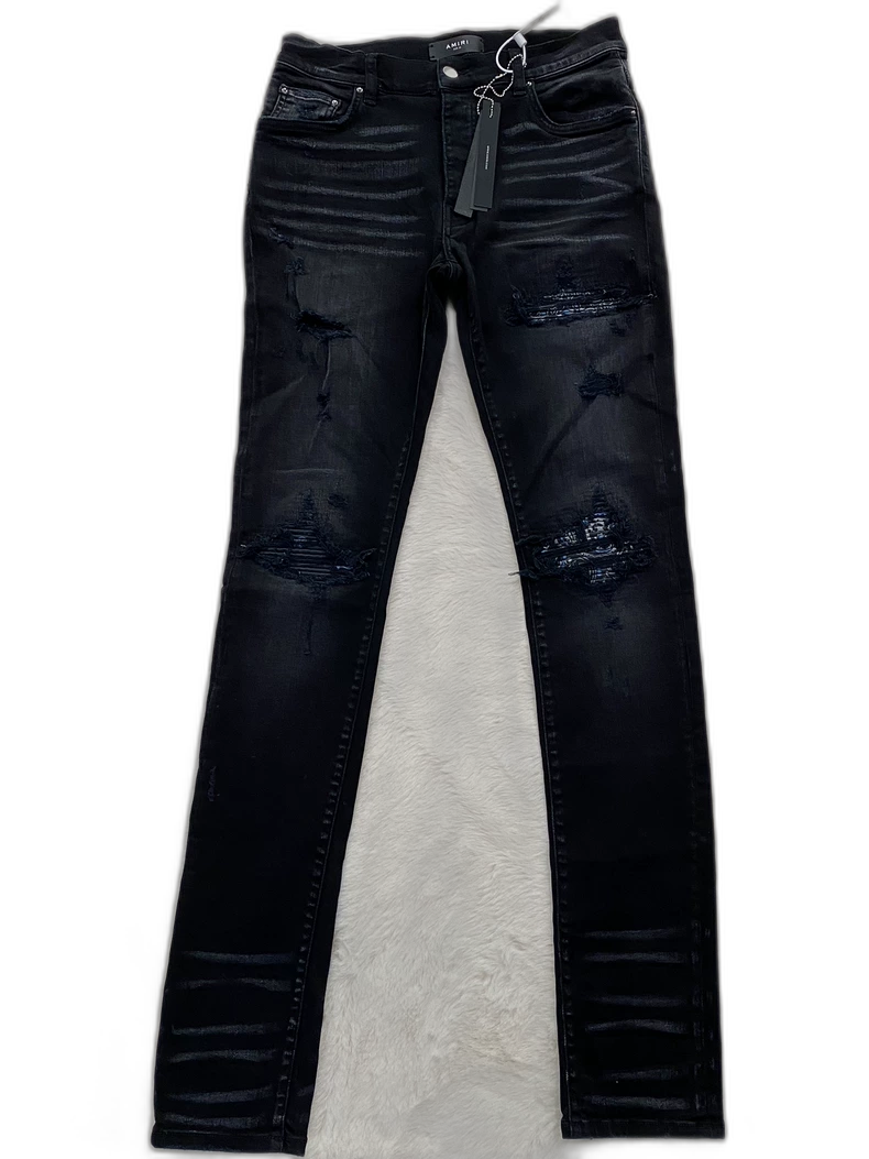 Amiri Black Blue Floral Denim Pants