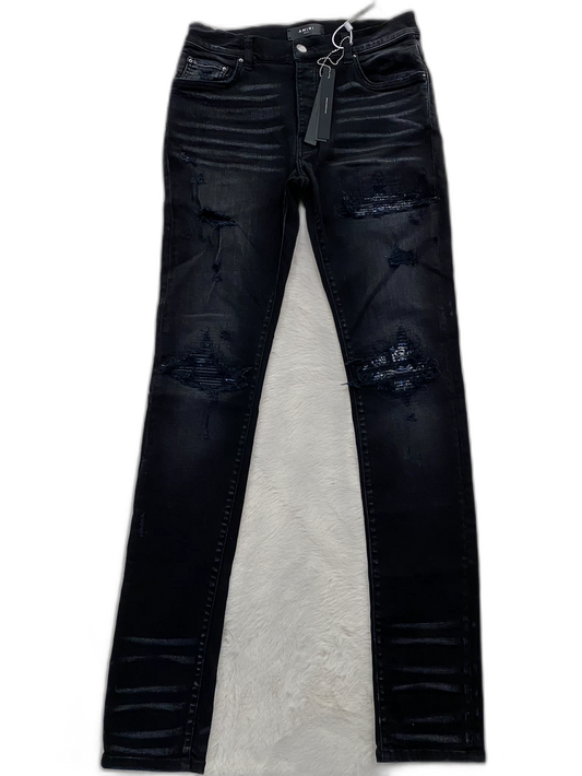 Amiri Black Blue Floral Denim Pants