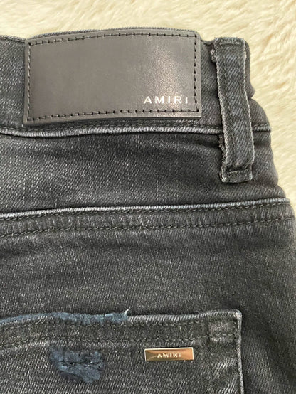 Amiri Black Blue Floral Denim Pants