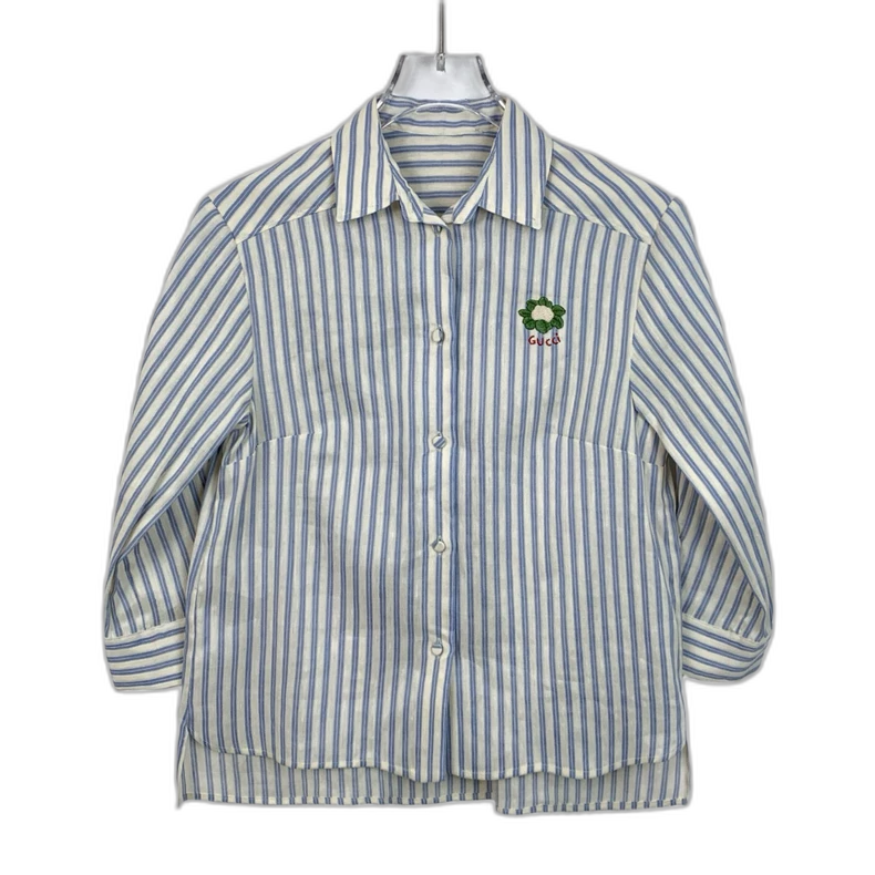 Gucci Blue Striped Cotton Blend Shirt