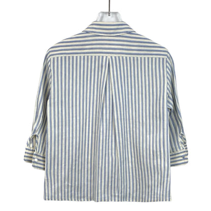 Gucci Blue Striped Cotton Blend Shirt