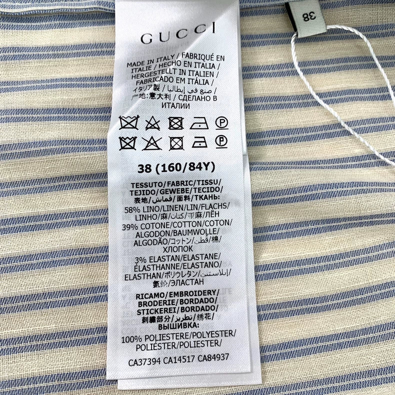 Gucci Blue Striped Cotton Blend Shirt