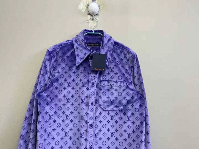 Louis Vuitton Purple Velvet Logo Shirt
