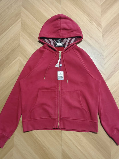 Burberry Red Hooded Zip Jacket-yf