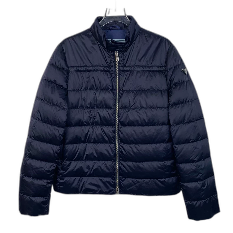 Prada Navy Down Jacket with Triangle Logo