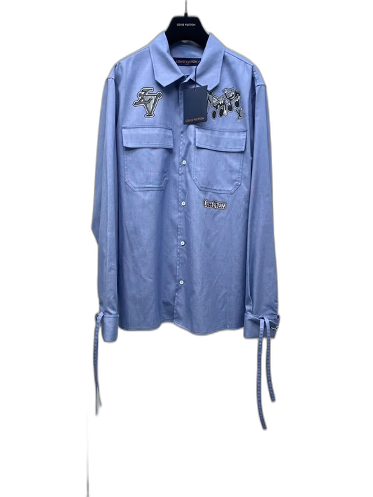Blue Louis Vuitton Long Sleeve Shirt