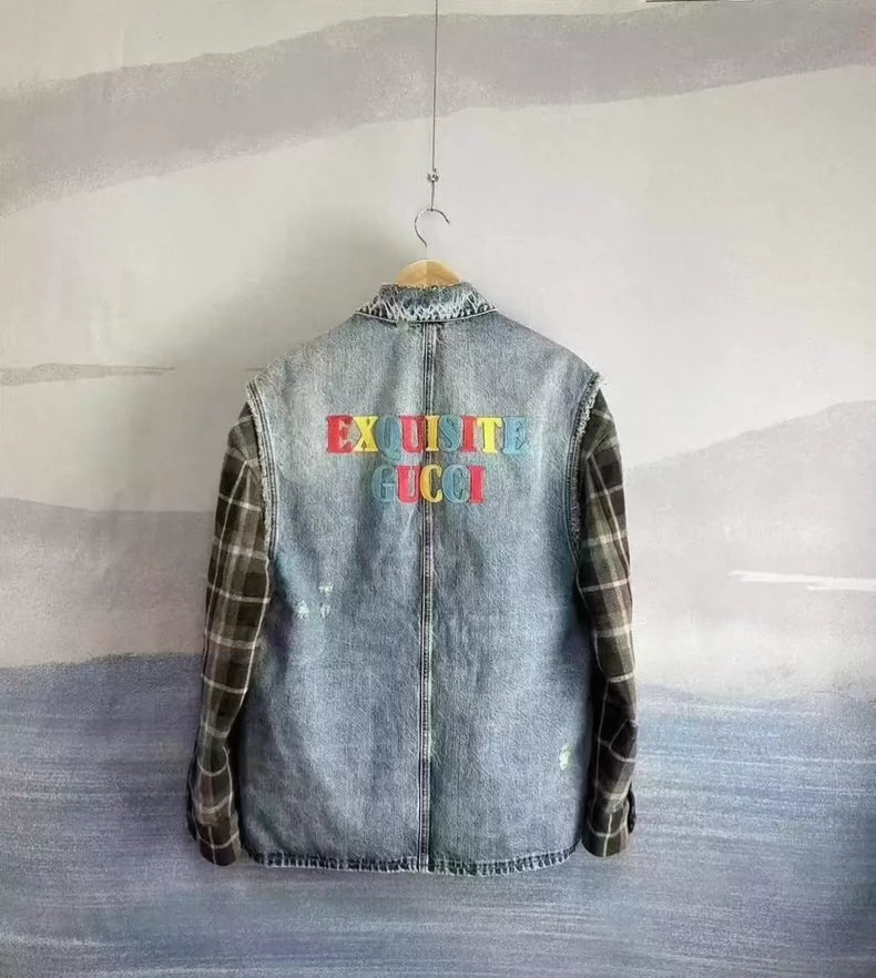Gucci Vintage Denim and Plaid Jacket