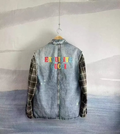 Gucci Vintage Denim and Plaid Jacket