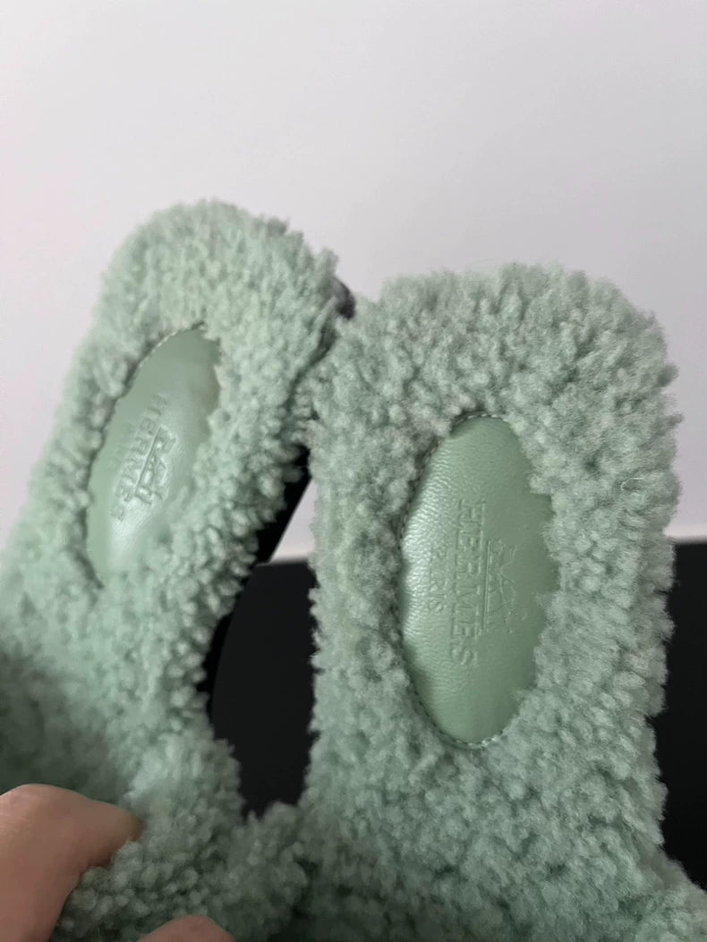 Hermes Slippers Size 35 in Mint Green