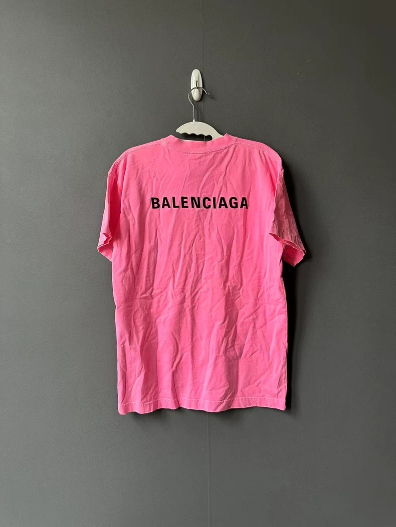 Balenciaga Wash Pink Graphic Short Sleeve Tee