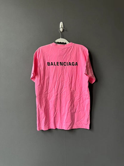 Balenciaga Wash Pink Graphic Short Sleeve Tee