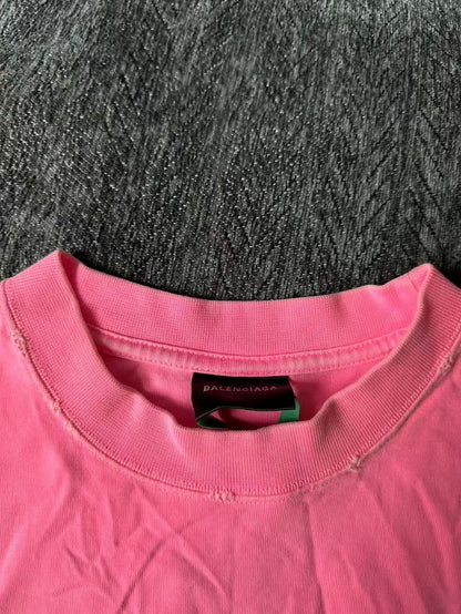 Balenciaga Wash Pink Graphic Short Sleeve Tee
