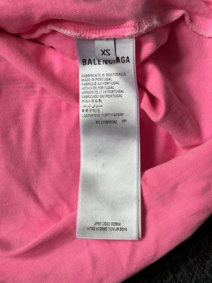 Balenciaga Wash Pink Graphic Short Sleeve Tee