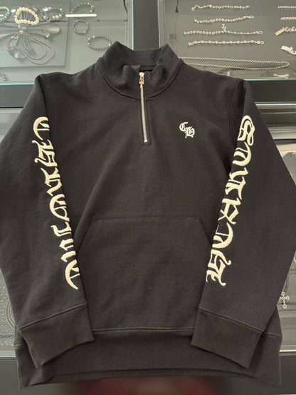 Chrome Hearts Black Embroidered Half-Zip Sweatshirt-yf