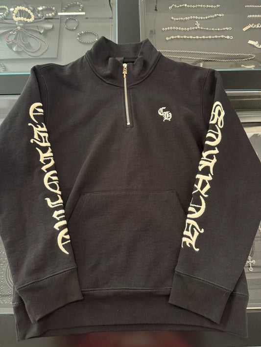 Chrome Hearts Black Embroidered Half-Zip Sweatshirt-yf