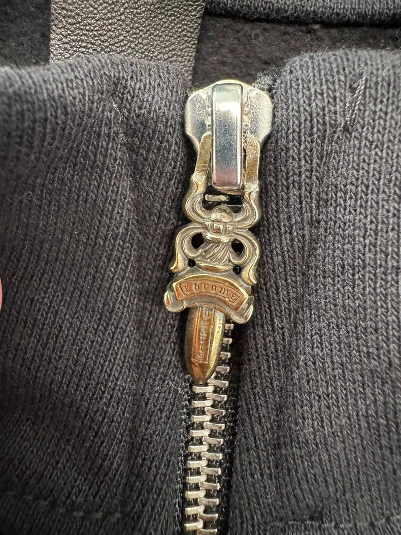 Chrome Hearts Black Embroidered Half-Zip Sweatshirt-yf