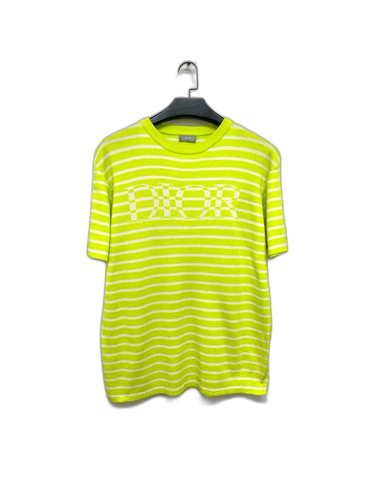 Dior Striped Logo Knit Short Sleeve Shirt