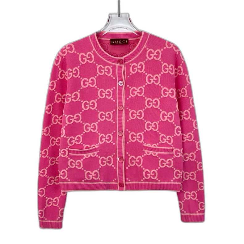 Pink Logo Knit Cardigan by Gucci