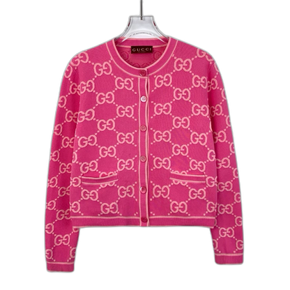 Pink Logo Knit Cardigan by Gucci