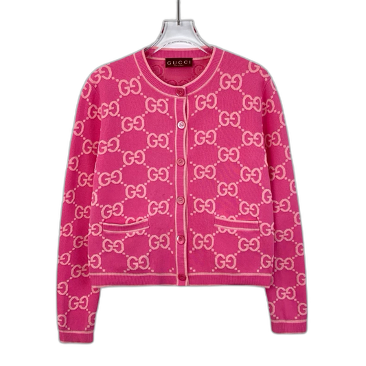 Pink Logo Knit Cardigan by Gucci